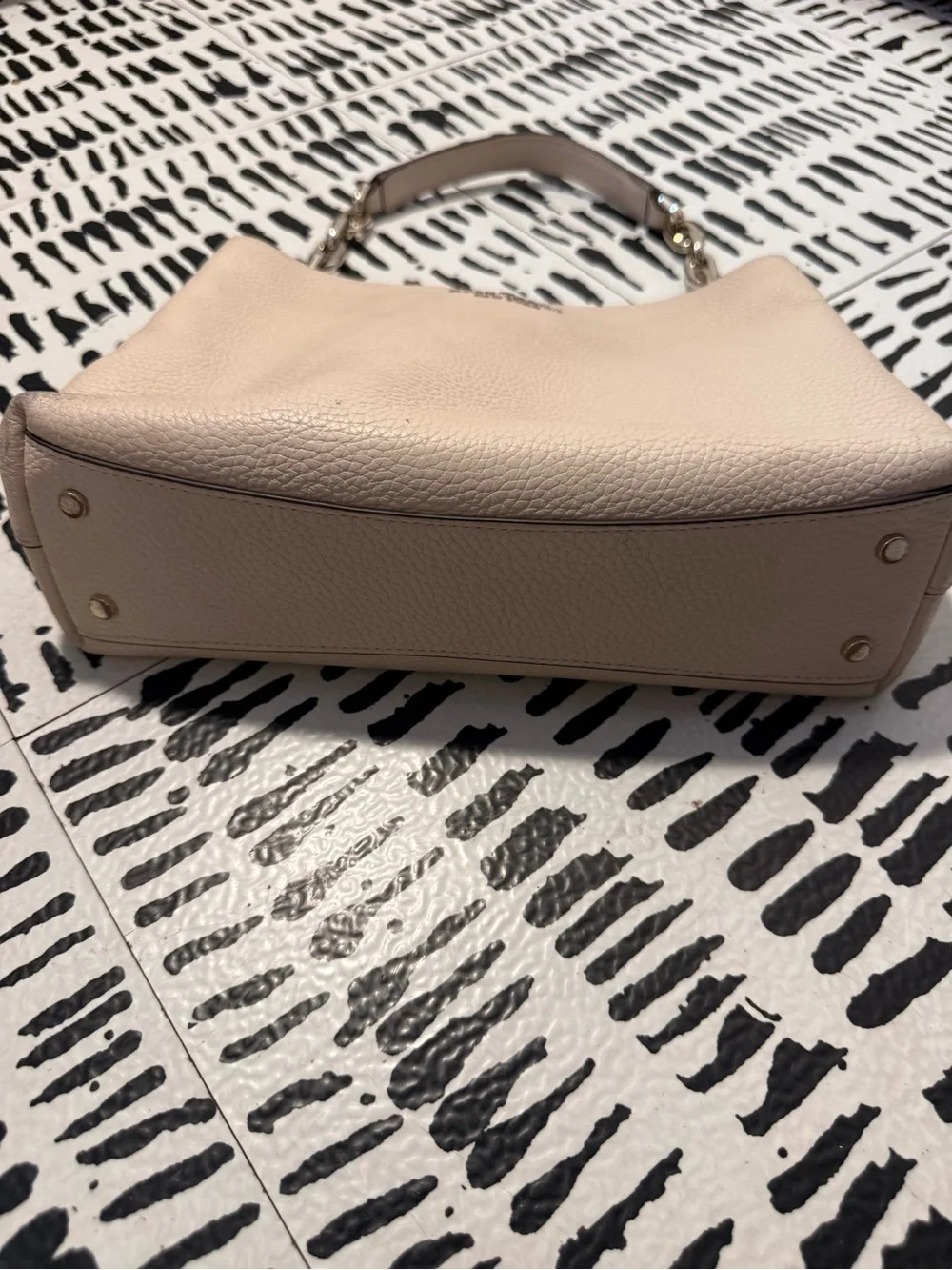 kate spade Cream Pebbled Leather Shoulder Bag with Gold Chain Accents